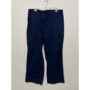 Talbots Cargo Navy Pants Womens Size 16 Pockets Mid Rise Stretch Casual Outdoor